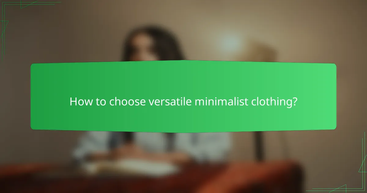 How to choose versatile minimalist clothing?