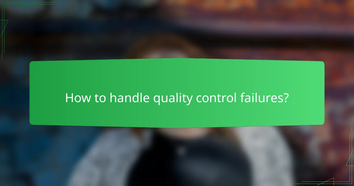 How to handle quality control failures?
